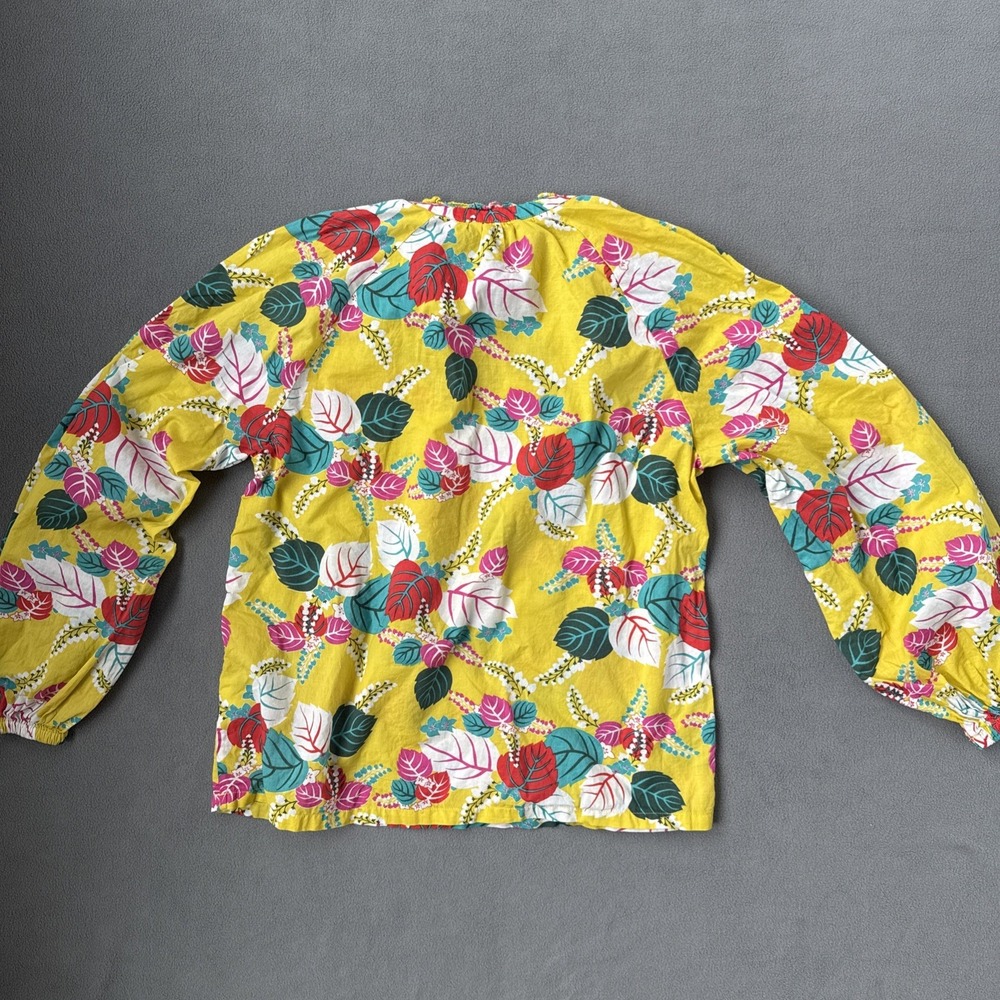 Boden Popover Top Floral Long Sleeve Leaves‎ Blouse UK 10 Sz US 6 Yellow - Picture 2 of 10